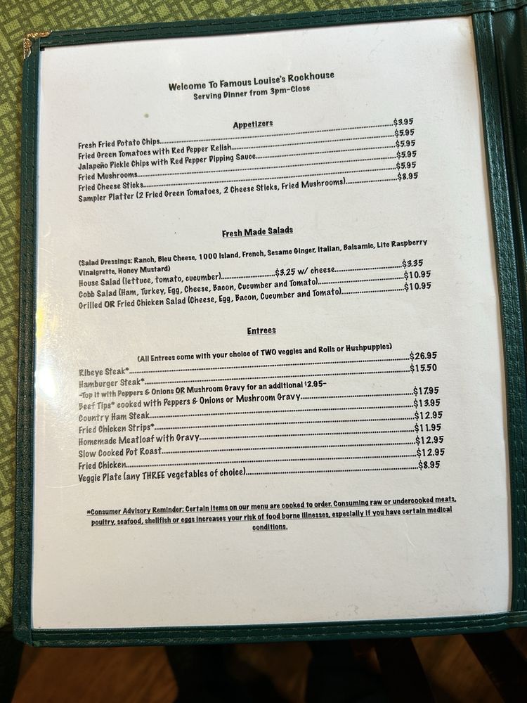 Louise's Rock House Restaurant Menu - Image 2