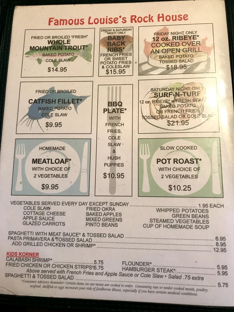 Louise's Rock House Restaurant Menu - Image 5